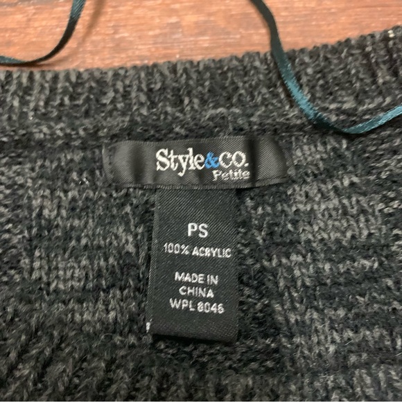 Style & Co Gray Block Knit Sweater Dress Women’s Sz PS Short Sleeve Scoop Neck - Picture 5 of 6